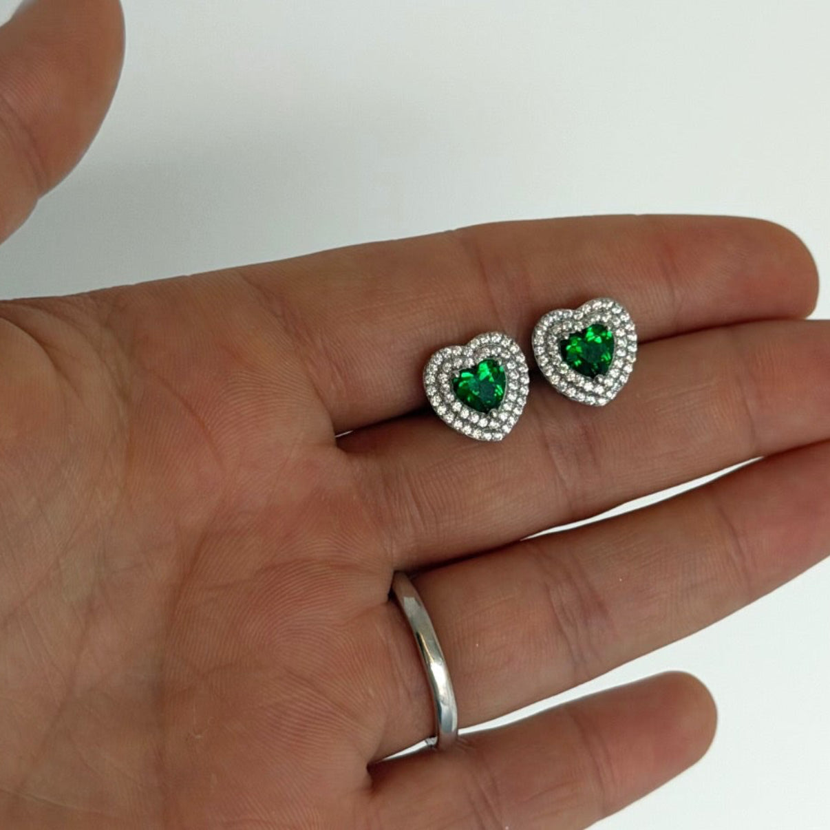 Heart Green Topaz Earrings