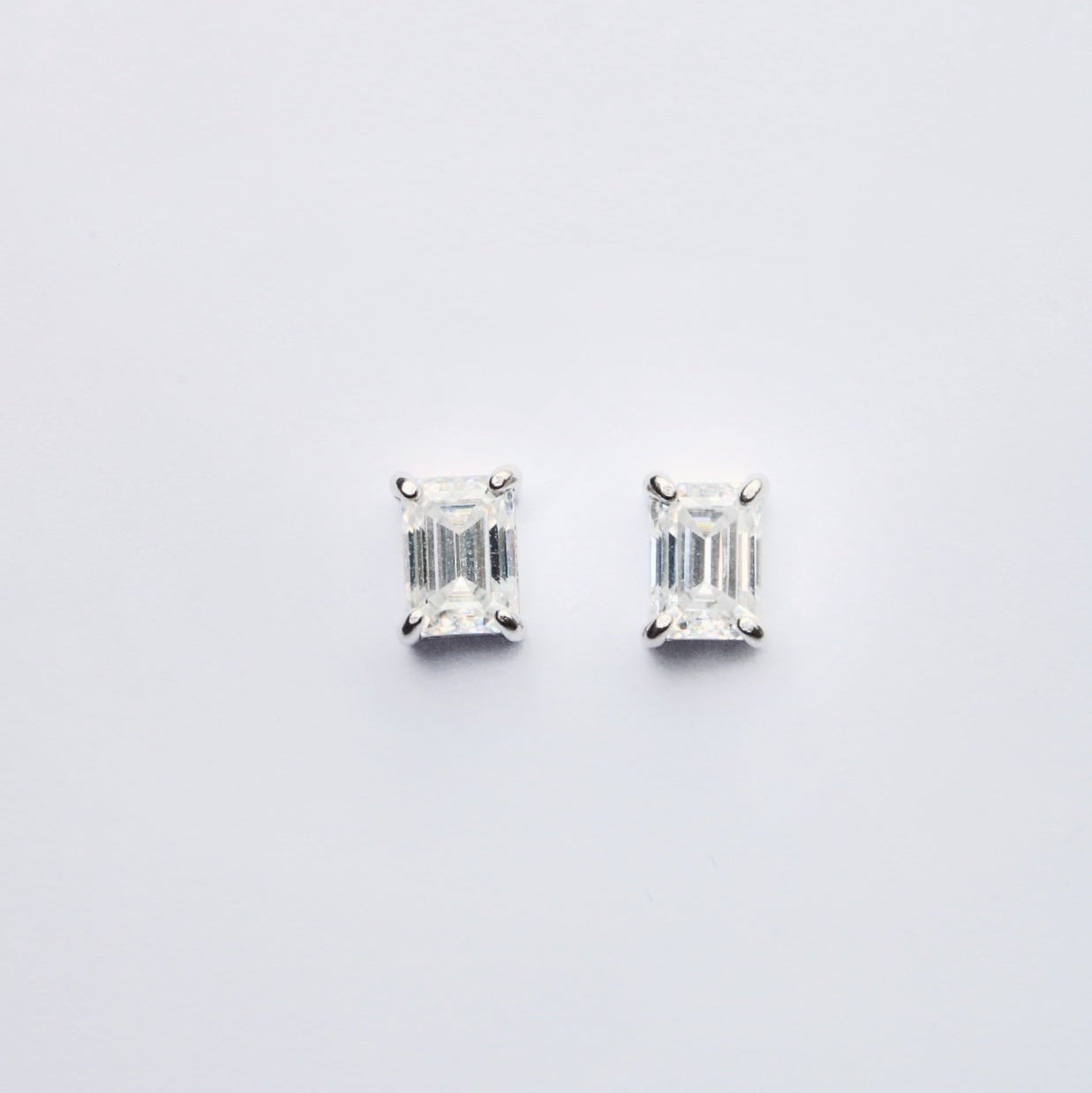 Emerald Cut Moissanite Earrings