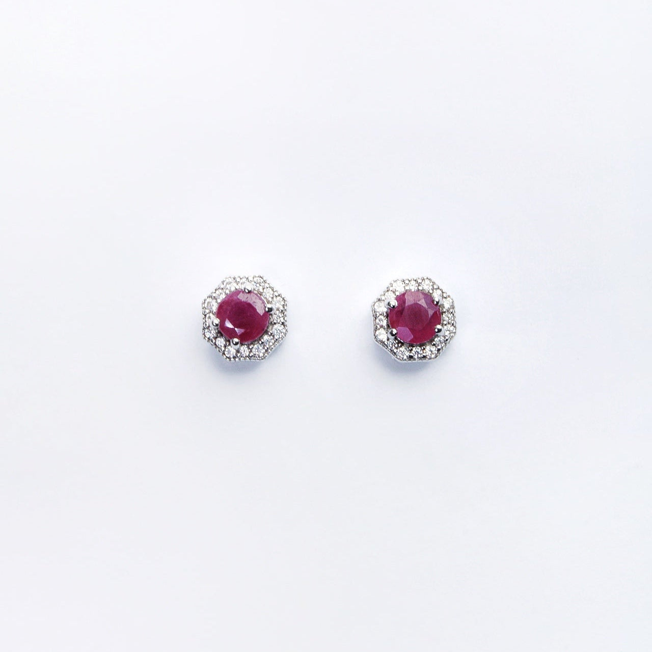Natural Hexagon Ruby Earrings