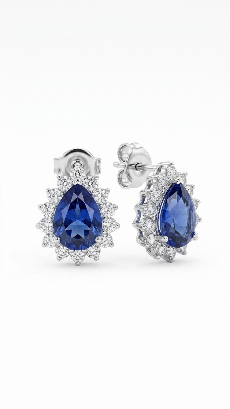 Blue Topaz Lady Di Earring