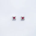 Square-cut Natural Ruby Earrings