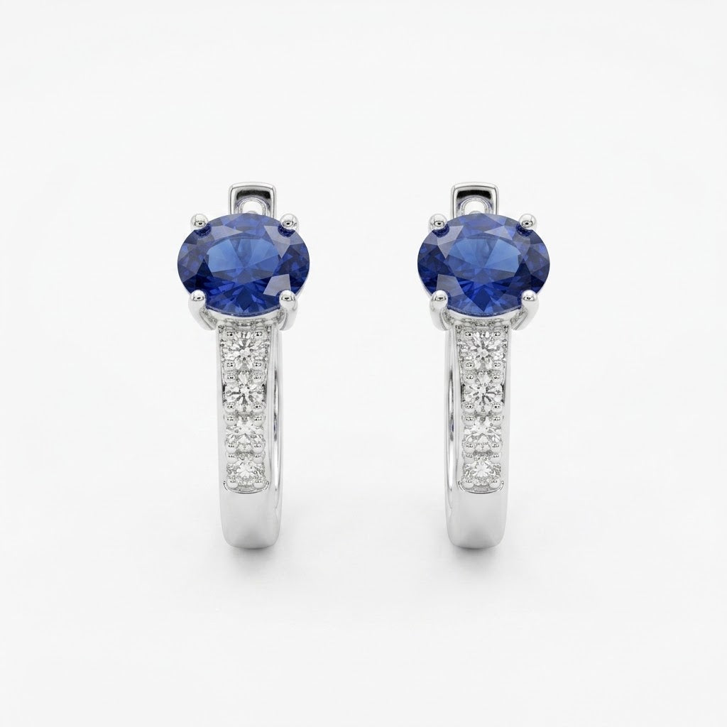 Natural Sapphire Hoops