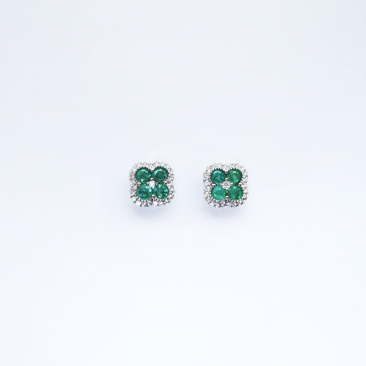 Flowers Genuine Emerald Earrings