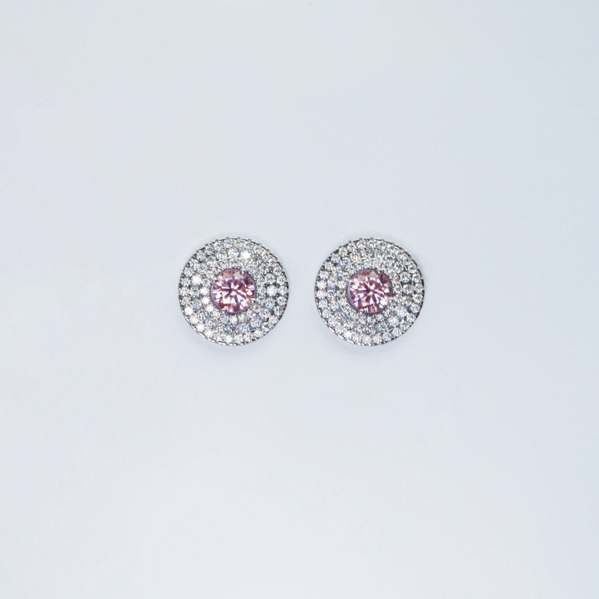 Round Pink Moissanite Earrings
