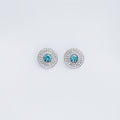 Round Blue Moissanite Earrings