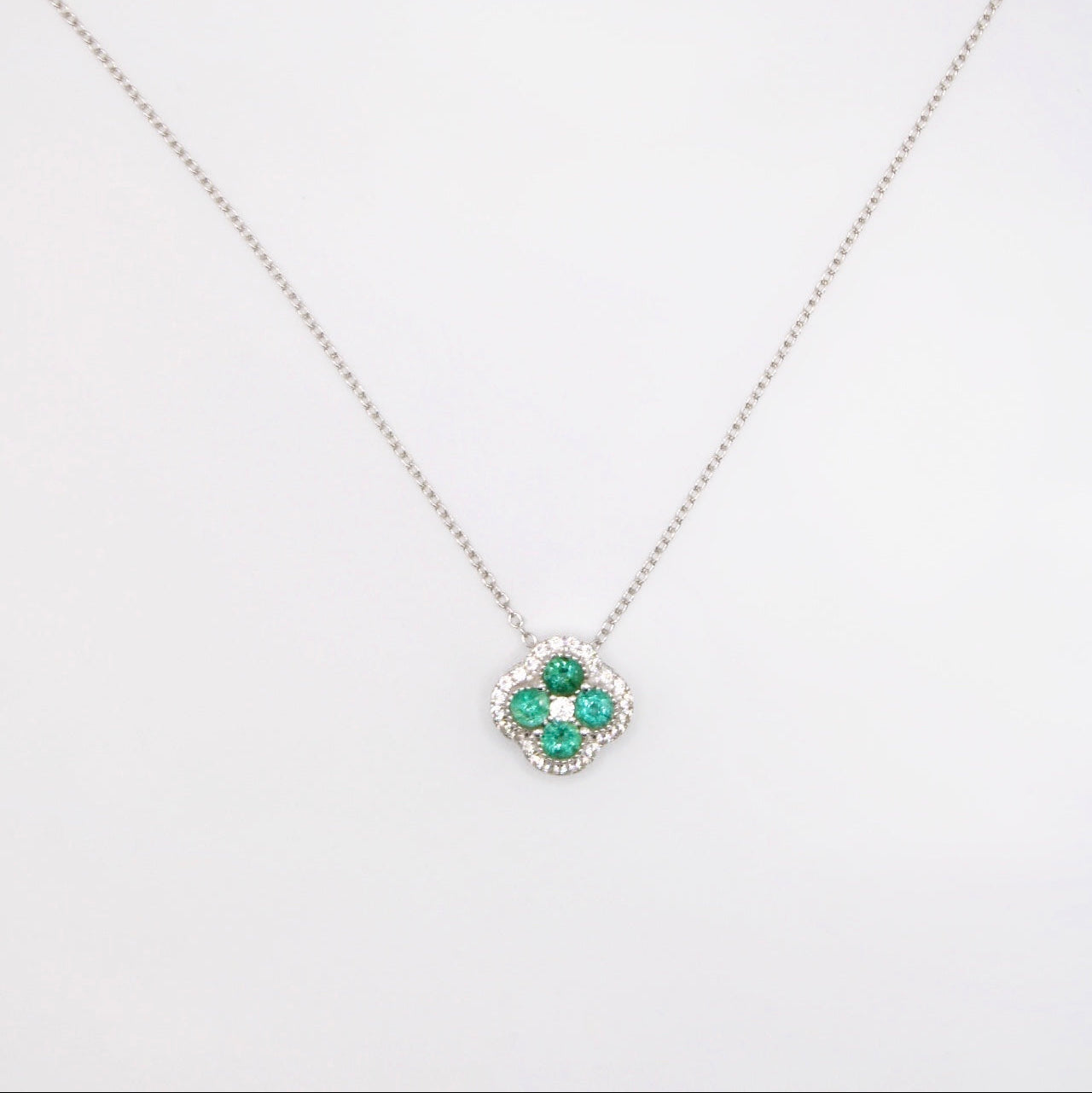 Flowers Genuine Emerald Necklace