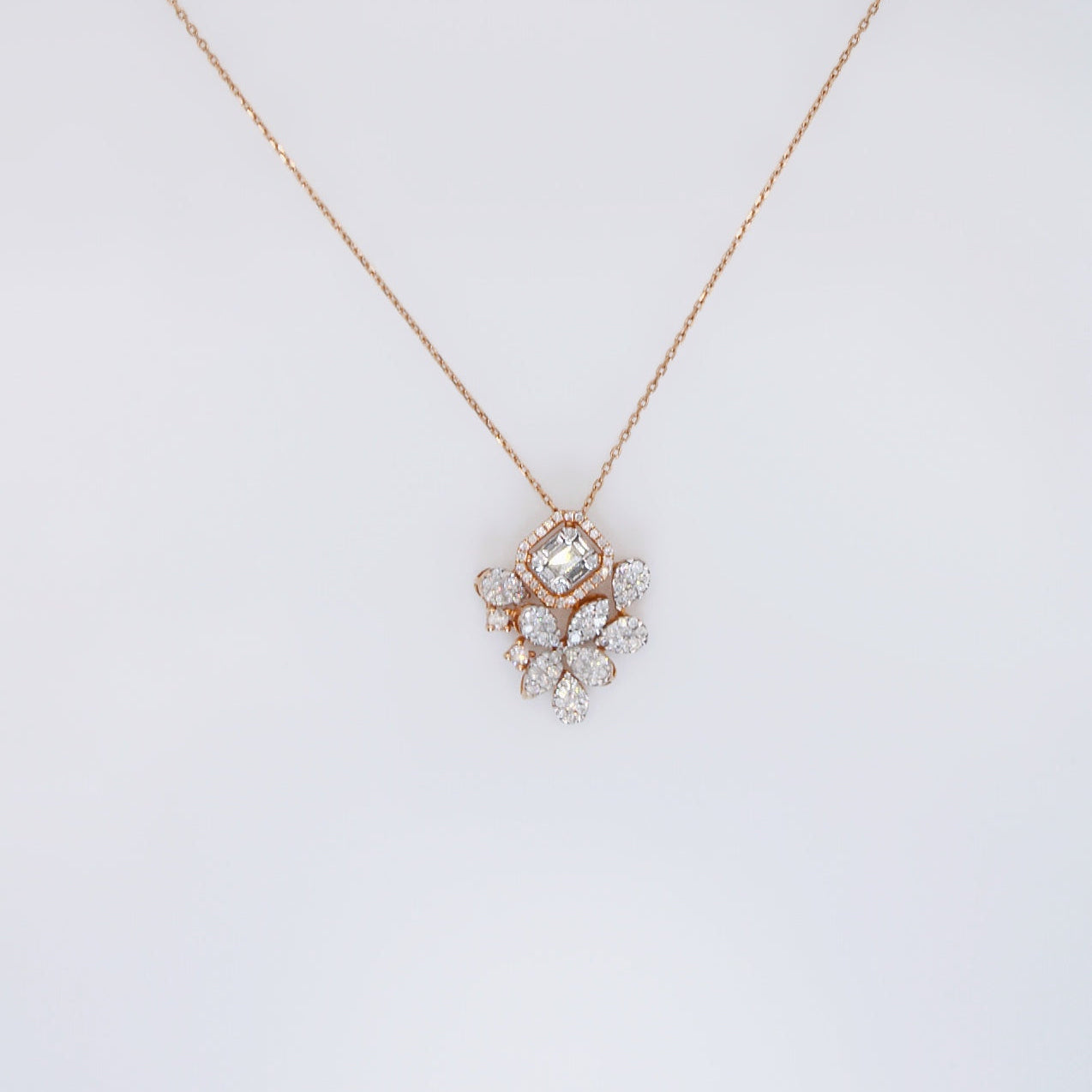 Flower Baguette Diamond Necklace