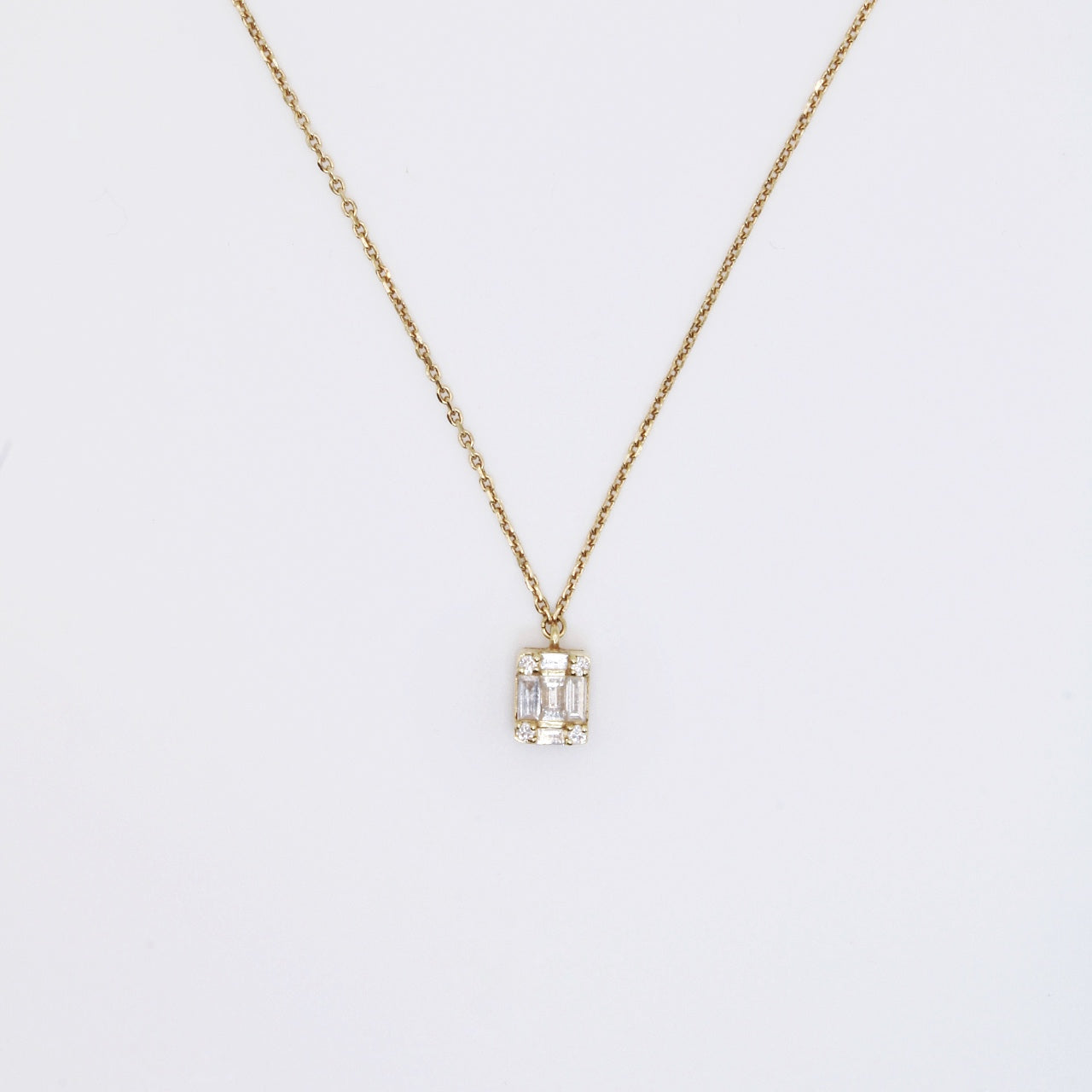 Diamond Square Gold Necklace