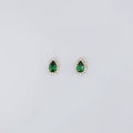 Gold Drop Green Earrings