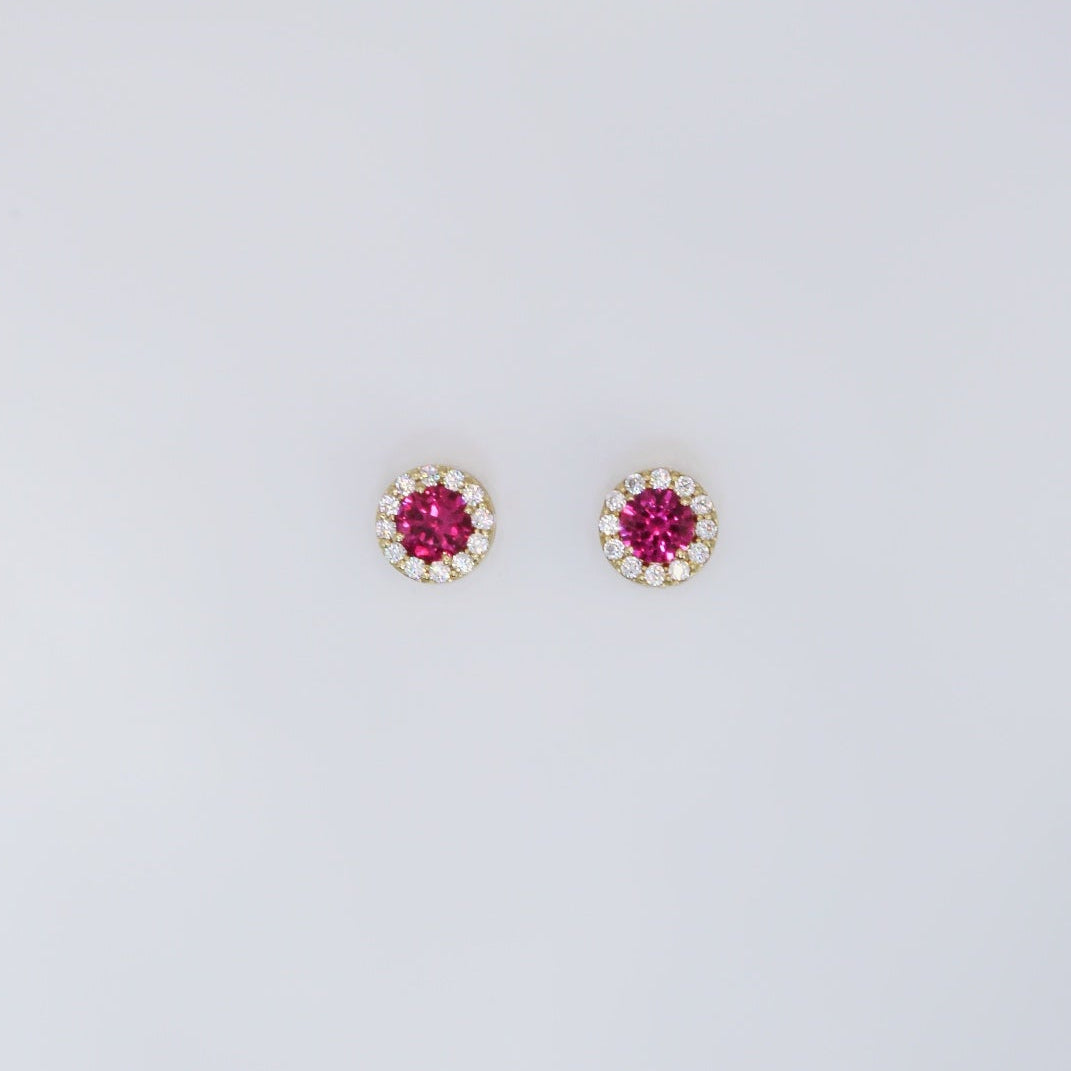 Circle Red Gold Earrings