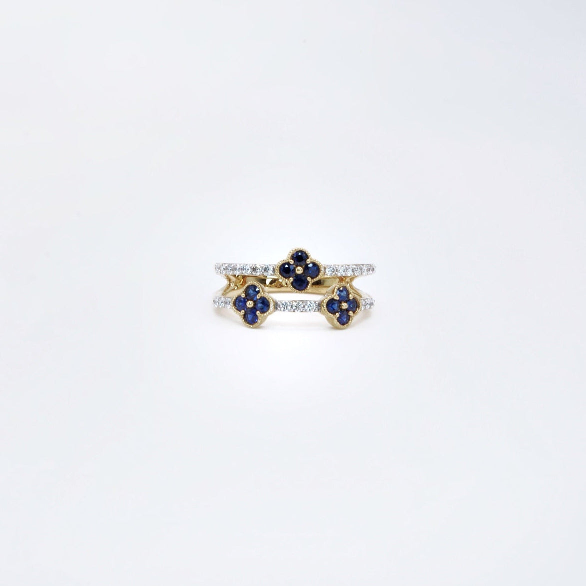 Triple Flower Sapphire Ring