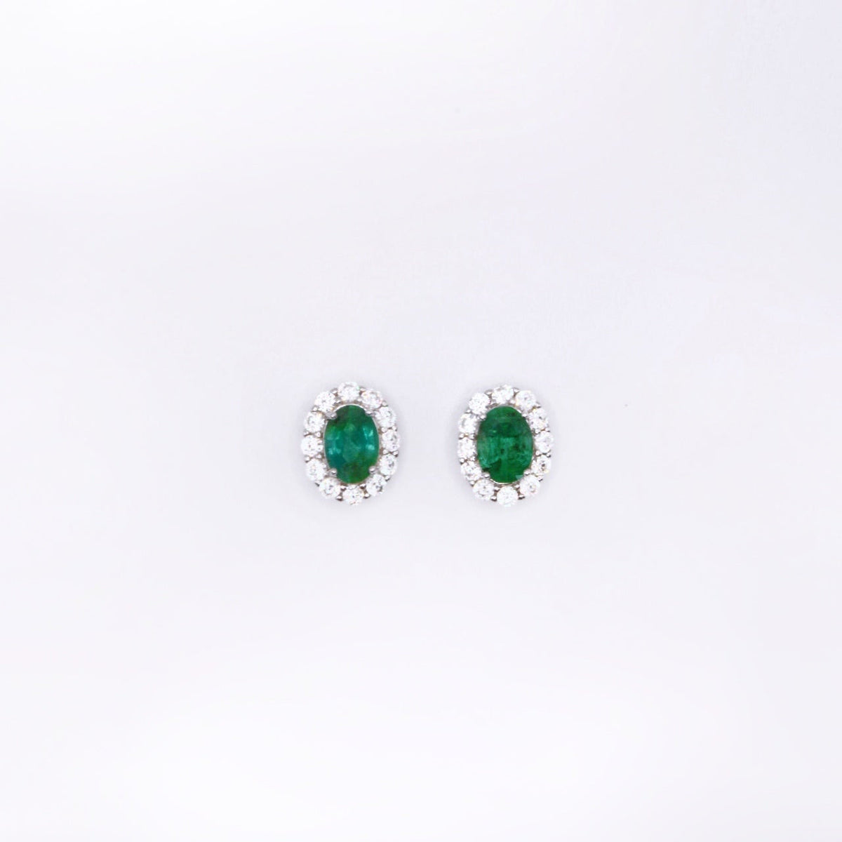 Emerald Oval Earring with white topaz