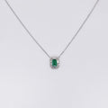 White Gold Natural Emerald Necklace
