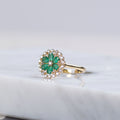 Flower Emerald Diamond Ring